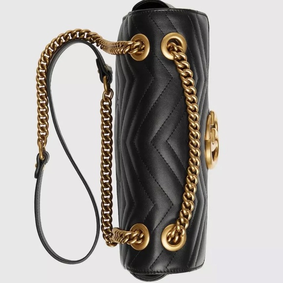 Gucci GG Marmont Matelasse Shoulder Bag Hibiscus Black Leather - new condition - Picture 2 of 7